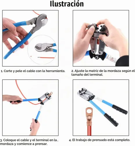 Vista 5 de Glarks 2 piezas de crimpadora de terminales de alambre herramienta de crimpado de terminal Cu/Al Terminal de trinquete Alicates de electricista