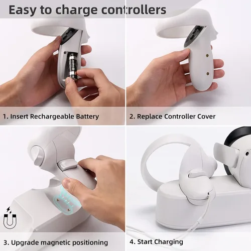 Vista 6 de Smatree Charging Dock Compatible for Oculus Quest 2Meta Quest 2 Updated Fit Elite Strap with Battery Charge Controllers and Headset Simultaneously 2