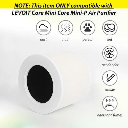Vista 2 de Filtro de repuesto Core Mini-P para purificador de aire LEVOIT Core Mini, carbón activado de alta eficiencia, HEPA 3 en 1, parte Core Mini-RF, 2