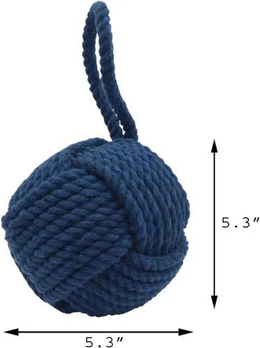 Vista 2 de The Metal Magician - Cuerda para tope de puerta náutico con nudo de marinero, decorativo debajo del montaje, hecho a mano, con asa para suelo Azul