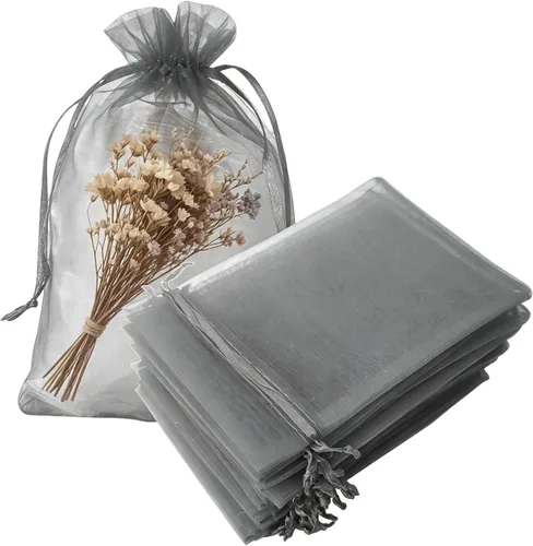 Vista 43 de Juego de 50 bolsas de organza de regalo con cordón azul aguamarina de 4 x 6 pulgadas para baby shower, Navidad, boda, recuerdos de fiesta, despedida