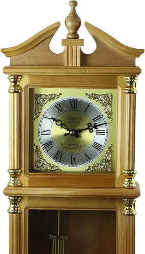 Vista 3 de Bedford Clock Collection Reloj de pared de péndulo de 34.5 pulgadas con acabado de roble de cosecha antigua