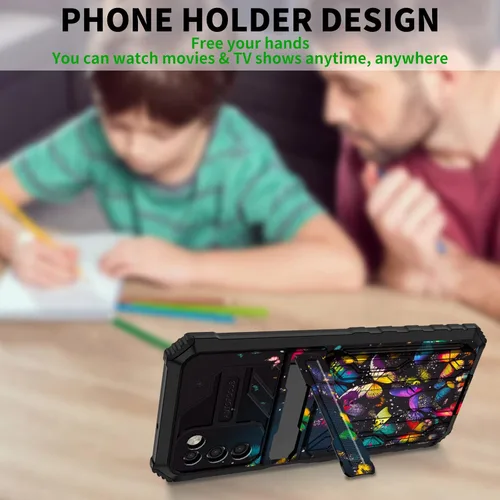 Vista 5 de Funda para teléfono Samsung Galaxy A03S Galaxy A03S Funda tipo cartera con tarjetero y soporte de doble capa de PC duro TPU suave cubierta