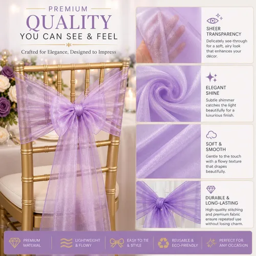 Vista 5 de Juego de 10 lazos para sillas con lazos para atar en la parte trasera, artículos decorativos para bodas, recepciones, eventos, banquetes, sillas