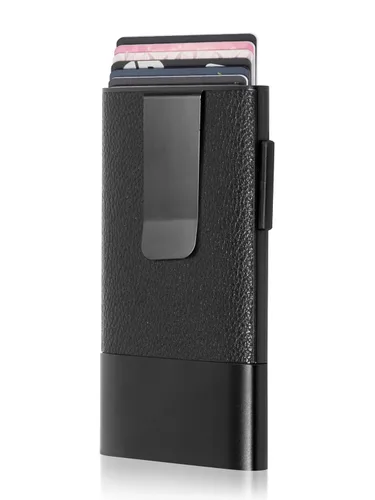 Vista 15 de Fidelo Cartera minimalista para hombre – Soporte delgado para tarjetas de crédito con clip para dinero, bolsillo frontal con bloqueo RFID, Cuero sin