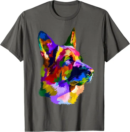 Vista 115 de Camiseta con retrato de pastor alemán para dueños de perros, Negro, S