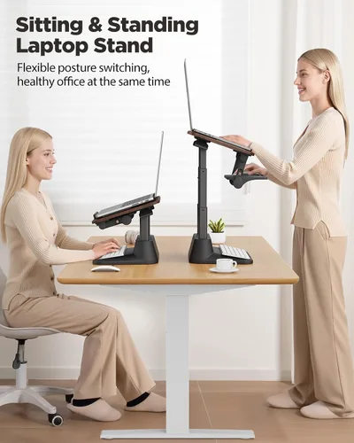 Vista 2 de SAIJI Soporte para computadora portátil para escritorio, elevador estable para laptop con alfombrilla de mouse plegable, soporte de computadora