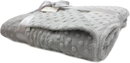 Vista 2 de MEG ORIGINAL Baby Minky Dot - Manta para cuna/cuarto de bebé, doble cara, gris plateado