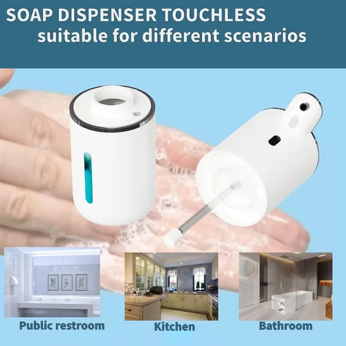Vista 4 de Dispensador automático de jabón sin contacto, dispensador de jabón espumoso, 6 niveles ajustables, manos libres, dispensador recargable por USB