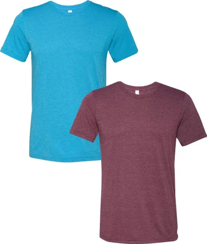 Vista 294 de Bella Canvas 3413c para hombre (1) Triblend verde + (1) Triblend rojo