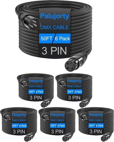 Vista 12 de Paquete de 10 cables DMX de 3 pines de 3.2 pies para luz de escenario y controlador