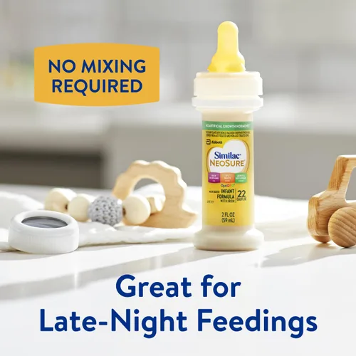 Vista 4 de Fórmula infantil Similac NeoSure para prematuros post-alta, fórmula para bebé lista para consumir, biberón de 2 fl oz, paquete de 48