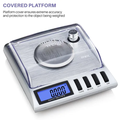 Vista 6 de Smart Weigh GEM20 - 20 g x 0,001 gramos, balanza digital de alta precisión en miligramos para joyería, recarga, balanza para joyas y gemas, pesas
