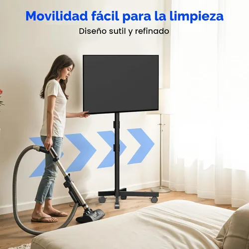 Vista 6 de Soporte de TV móvil para televisores de pantalla plana LCD LED OLED de 23 a 60 pulgadas de hasta 88 libras, inclinación y altura ajustable, ruedas
