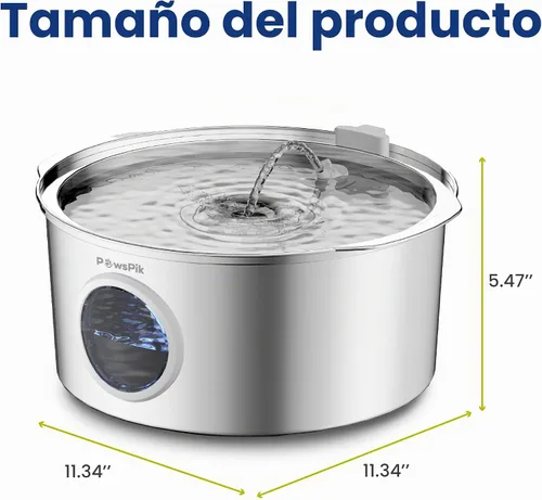 Vista 9 de PawsPik Fuente de agua para perros de acero inoxidable ultra silenciosa, 1.8 galones