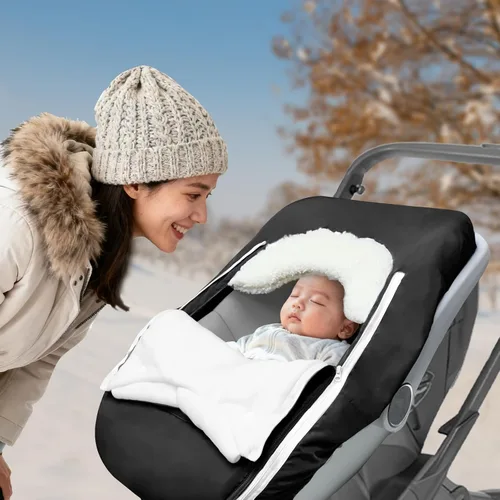 Vista 2 de Funda de asiento de automóvil para bebé, invierno, impermeable, para recién nacido, resistente al viento, funda de asiento de automóvil para bebé