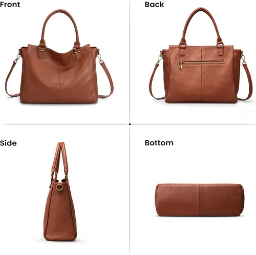 Vista 7 de befen Carteras de cuero genuino suave para mujeres, bolso tote pequeño, carteras, bolsos cruzados con asas superiores, cartera bandolera tipo satchel