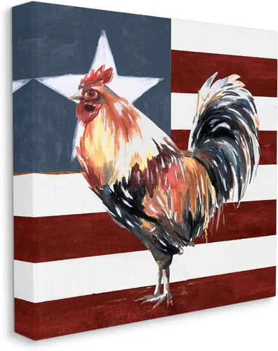 Vista 2 de Stupell Industries Bandera Americana Rooster de Estados Unidos, diseño de White Ladder