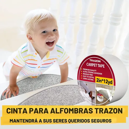 Vista 7 de Trazon - Cinta adhesiva de doble cara para alfombras, suelo de madera dura y alfombras de área, cinta adhesiva fuerte y extraíble, cinta adhesiva