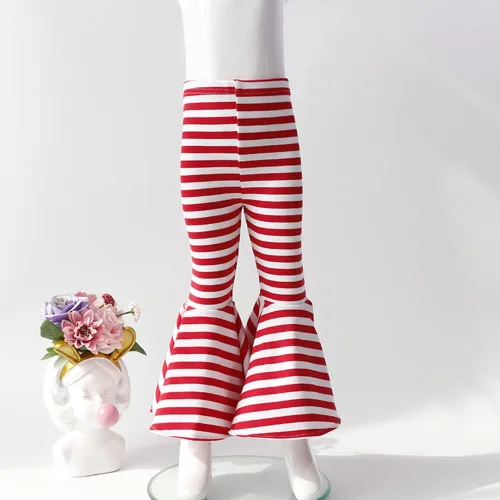 Vista 2 de IWEMEK Leggings con volantes para niñas pequeñas, pantalones acampanados de algodón, cintura alta, color sólido, elásticos, pantalones de yoga