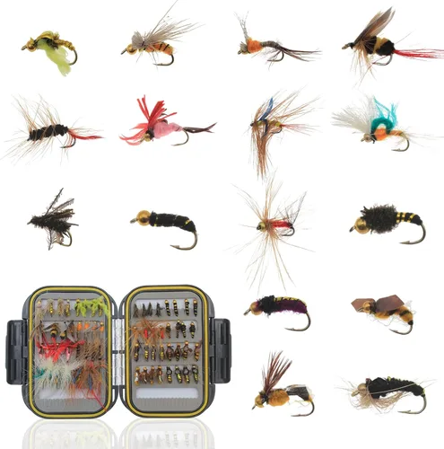 Vista 9 de Fly Fishing Kit, Handcrafted Dry Wet Flies with Realistic Lure Design Ready 12 piezas
