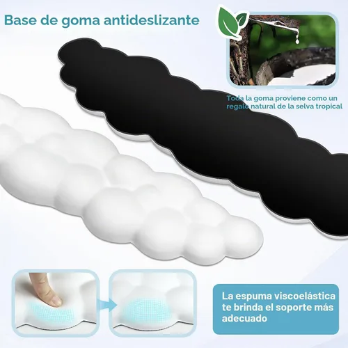 Vista 3 de Teclado reposamuñecas RUYEDE Cloud Espuma viscoelástica, piel sintética, diseño ergonómico, comodidad para escribir y aliviar el dolor