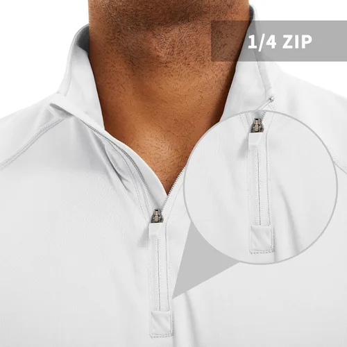 Vista 6 de CRYSULLY Camisas de pesca para hombre con protección solar UPF 50+ de manga larga y cremallera de 14
