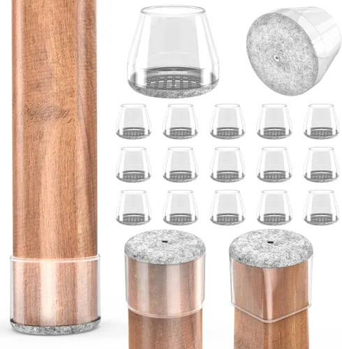 Vista 19 de Protectores cuadrados pequeños de silicona para patas de silla con fieltro envuelto, tapas negras para patas de muebles, antiarañazos antiruido, 16