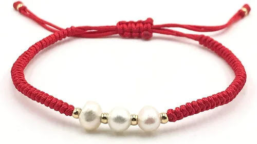 Vista 2 de Stylish Dainty Red String Bracelet with Cultured Freshwater Pearl for Women - Perfect Fashion Accessory