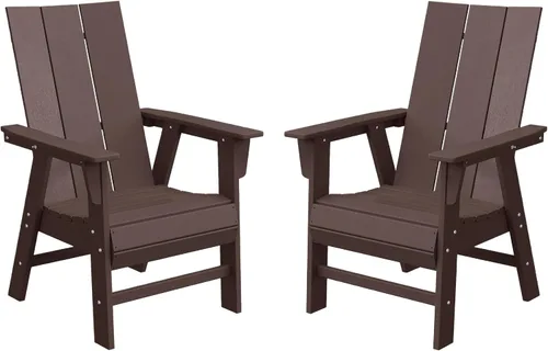 Vista 13 de WestinTrends Ashore - Juego de 2 sillas de comedor Adirondack de plástico HDPE para exteriores, color negro