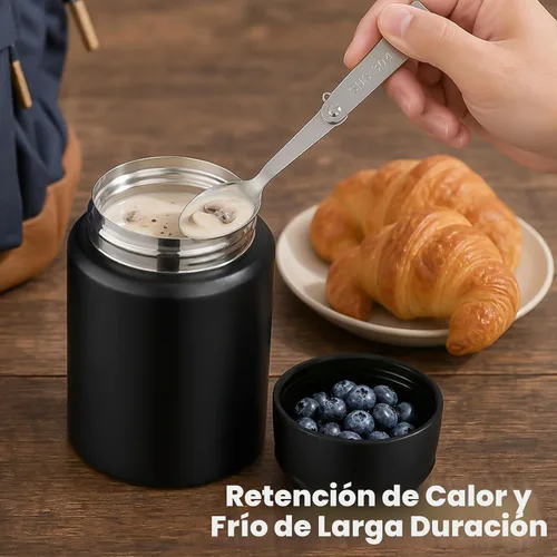 Vista 2 de Termo de sopa para comida caliente para niños, tarro de comida aislado de 16 onzas, contenedor térmico a prueba de fugas para niños, lonchera