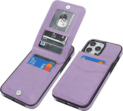 Vista 17 de KIHUWEY Compatible con iPhone 13 Pro Max Funda Cartera con Soporte para Tarjetas de Crédito, Cuero Premium Cierre Magnético Soporte Plegable Funda
