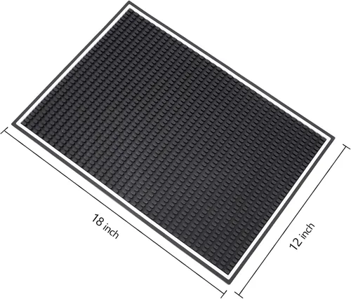 Vista 2 de Jucoan Paquete de 3 tapetes de goma para barra de 18 x 12 pulgadas, tapete de goma de 0.4 pulgadas de grosor, tapetes antideslizantes para bebidas