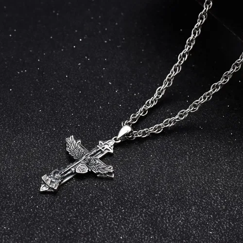 Vista 3 de Aniu Collar de plata de ley S925 de San MiguelSan CristópaloSan BenitoSan Jesús para hombres y mujeres, arcángel, RaguelUriel, colgante de amuleto