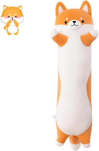 Vista 7 de Almohada larga de peluche con panda rojo, juguete suave de peluche de 19 pulgadas, lindo cojín para dormir, naranja
