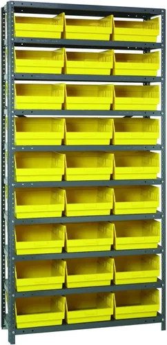 Vista 341 de Quantum QSBU-245BK Heavy Duty Shelving Unit with (7) Shelves and (24) QUS245 Black Bins for Garage Warehouse Storage Distribution 400 lb Load