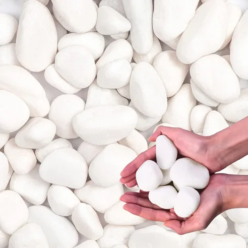 Vista 10 de 5 libras de piedras de río blancas como la nieve - Piedras decorativas - Guijarros para plantas de interior - Piedras para paisajismo al aire libre