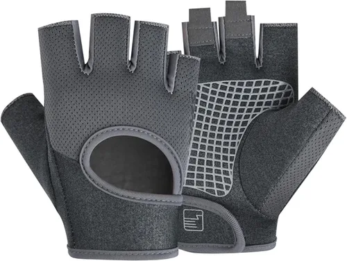 Vista 3 de Guantes de entrenamiento para hombres, antideslizantes, duraderos, ligeros, con protección de la palma, guantes gruesos sin dedos transpirables