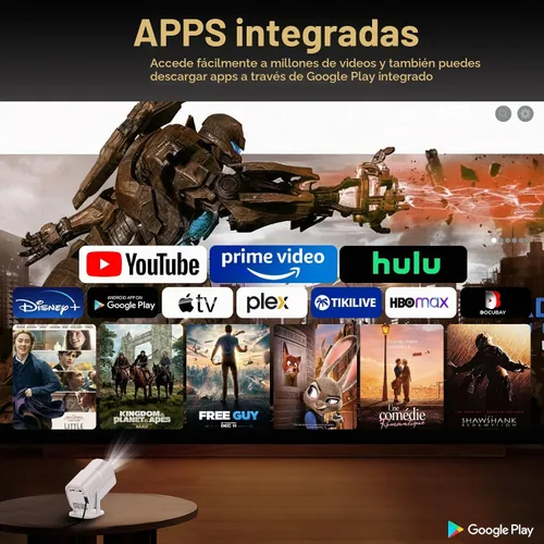 Vista 2 de 【Aplicaciones integradas y enfoque eléctrico】Mini proyector con WiFi y Bluetooth 1080P Portable Projector, Movie Projector for Bedroom, 210°