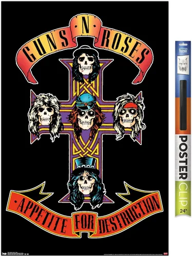Vista 18 de Trends International Guns N' Roses - Póster de pared con cruz, 14.725 x 22.375 pulgadas, versión con marco de madera tipo granero Versión enmarcada