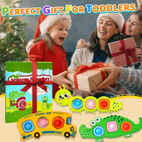 Vista 6 de Juguetes sensoriales para aliviar la ansiedad, 3 unidades, actividades de viaje en avión para niños pequeños, bolsas de regalo, juguetes