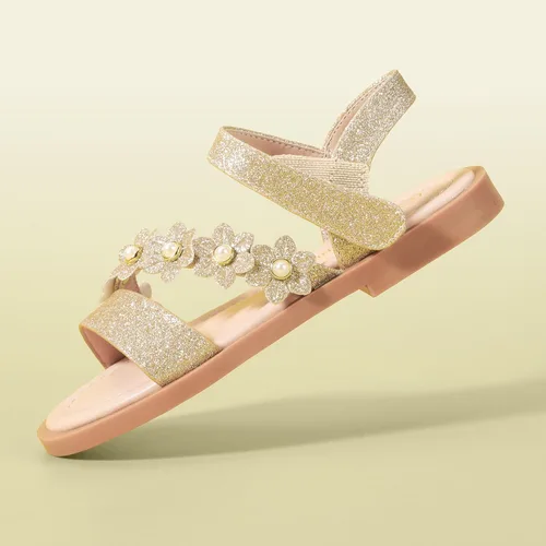 Vista 4 de PANDANINJIA Gina - Sandalias de verano con punta abierta para niñas, zapatos planos de vestir para niñas pequeñas y grandes