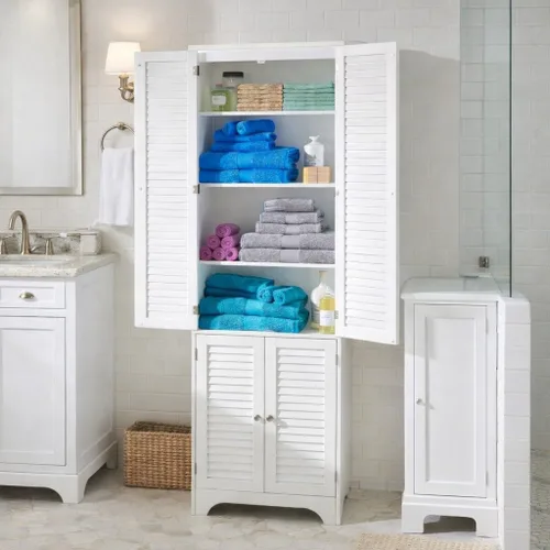 Vista 3 de BrylaneHome Mueble corto Louvre con cubículo - Blanco