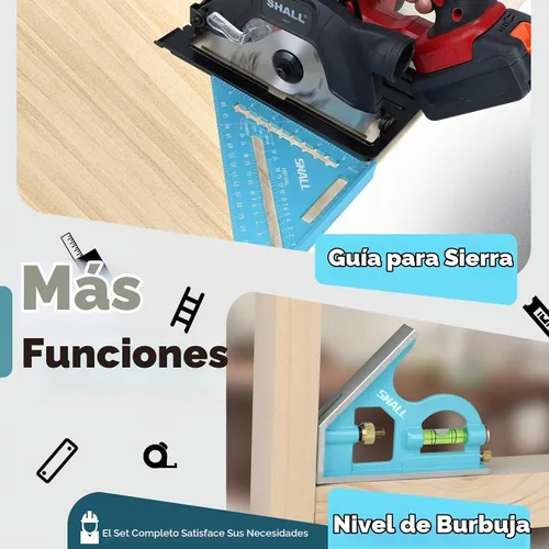 Vista 7 de SHALL Juego de herramientas de escuadra de cercha y escuadra combinada, escuadra de carpintero de 17,8 cm de aleación de aluminio y escuadra