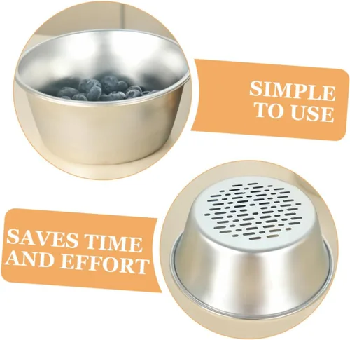 Vista 9 de TOYANDONA Colador de malla de acero inoxidable con lavabo Cesta de drenaje de cocina de malla fina para verduras y frutas, mini lavadora de arroz