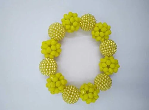Vista 3 de Boda de Nigeria África Beads opaco amarillo vidrio nupcial conjuntos de joyas