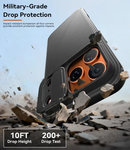 Vista 5 de imluckies Funda compatible con iPhone 17 Pro Max de 6.9 pulgadas con cubierta para cámara, parte trasera de policarbonato duro y parachoques suave
