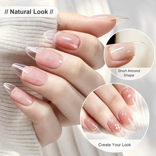 Vista 5 de JODSONE Kit de uñas de gel, 210 puntas de uñas cortas BS-74 almendras con M50011