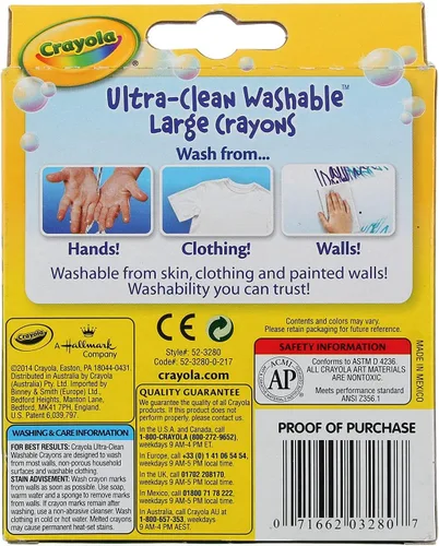 Vista 5 de Crayolas lavables de Crayola, grandes, 8 colores por caja, paquete de de 2