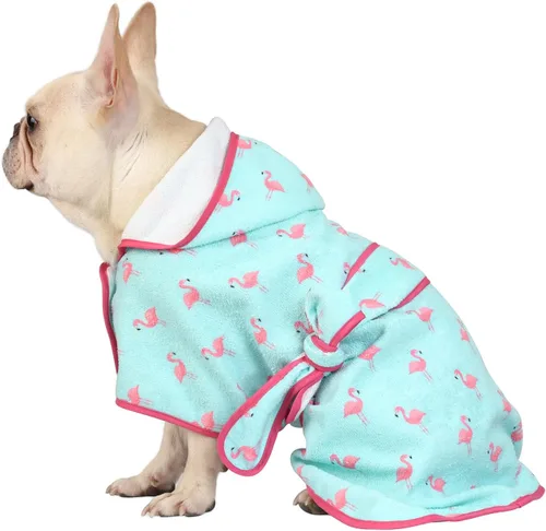 Vista 25 de HDE Bata de baño para perro, súper absorbente, de secado rápido, para cachorros, ajustable, con capucha, para perros tallas S-XXL con patos de goma